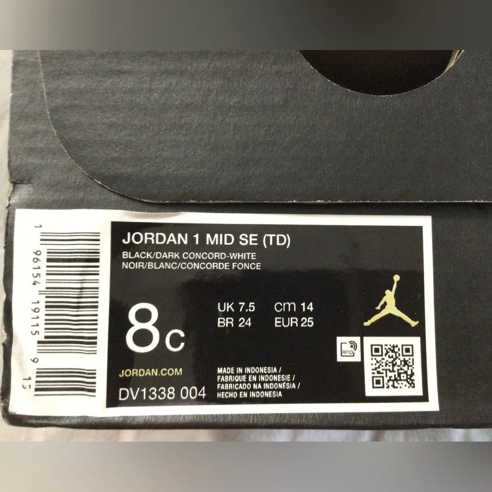 Nike Jordan 1 Mid Se Toddler Color Black/Dark Concord/White - Picture 14 of 15